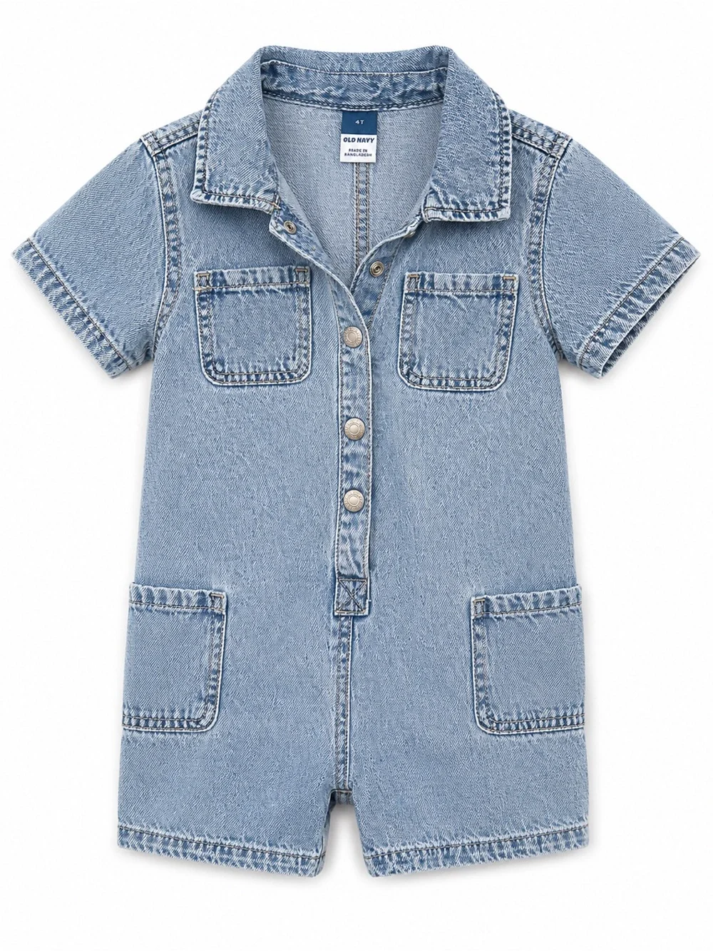 Old Navy Light Wash Denim Short-Sleeve Romper Size 4T